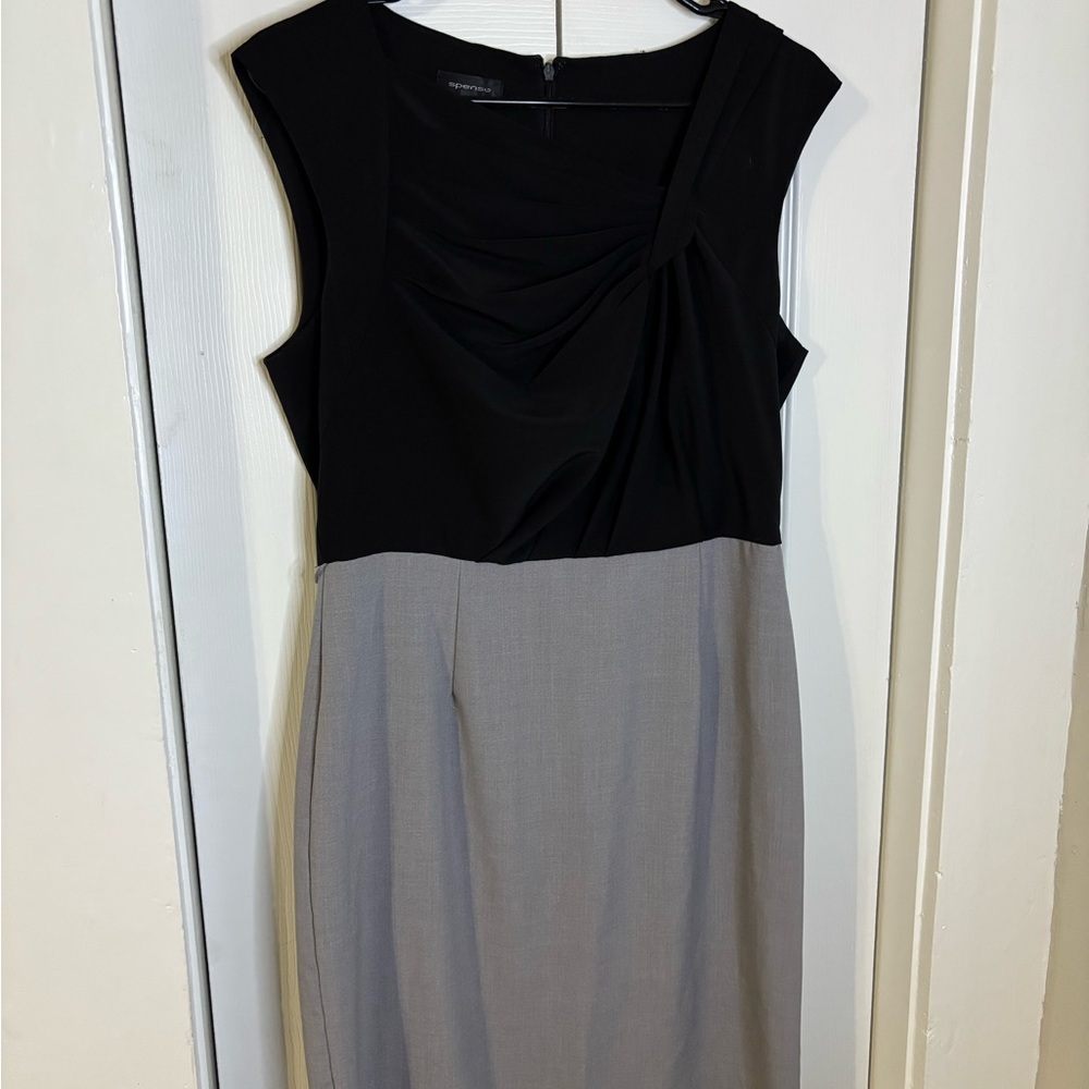 Spense Black and Gray Midi Dress